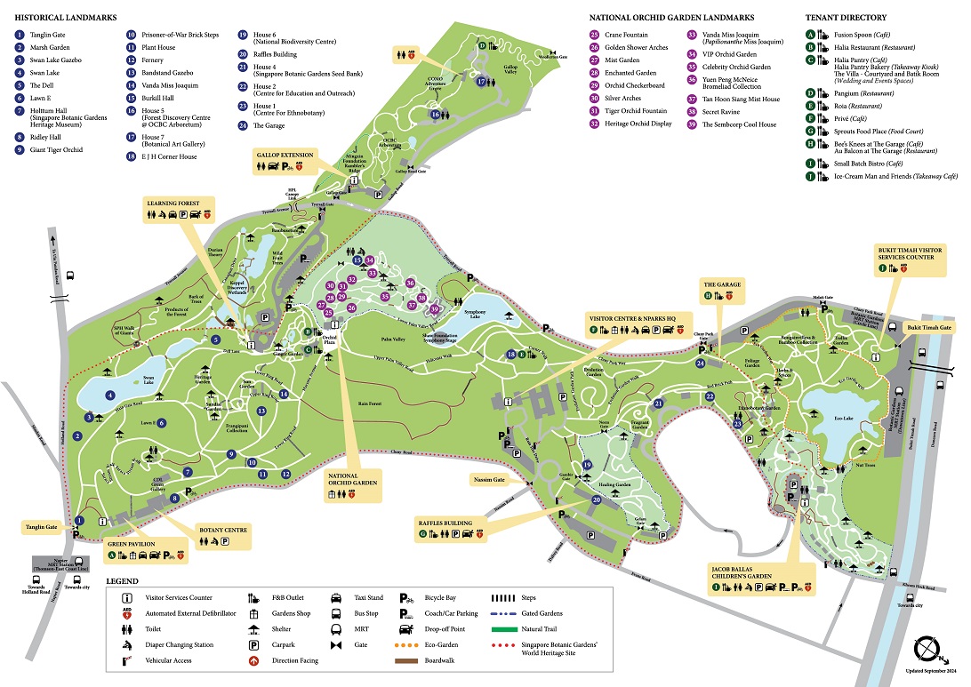 Map of Singapore Botanic Gardens revised 11 Sep 2024